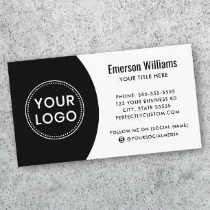Cartão De Visita Logotipo moderado minimalista preto branco nas mí