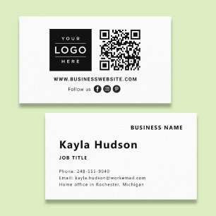 Cartão De Visita Logotipo Moderno Código QR Mídia Social