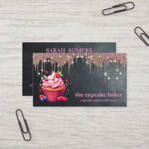 Cartão De Visita Logotipo Moderno de Cupcake Padaria Chef Catering