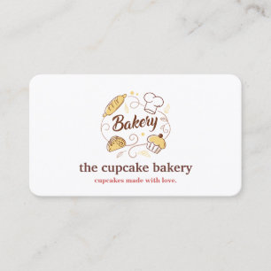 Cartão De Visita Logotipo Moderno de Cupcake Padaria Chef Catering
