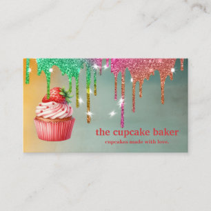 Cartão De Visita Logotipo Moderno de Cupcake Padaria Chef de Cateri
