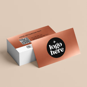 Cartão De Visita Logotipo Moderno de Negócios Código QR Personaliza