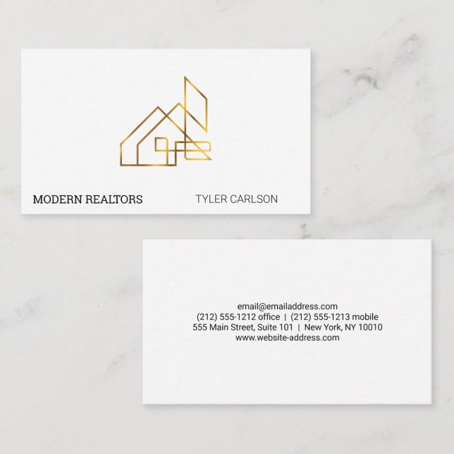 Cartão De Visita Logotipo moderno do Dourado imóvel (Frente/Verso)