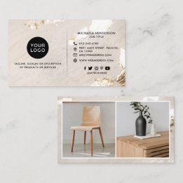 Cartão De Visita Logotipo Moderno Elegante com Folha de Ouro 2 Foto