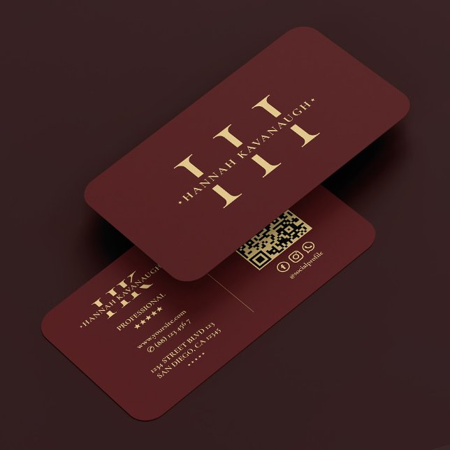 Cartão De Visita Logotipo Moderno Elegante H Monograma Vermelho Esc (Elegant Modern Logo H Monogram Dark Red Maroon Business Card
)