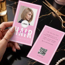 Logotipo Moderno Elegante Rosa Código QR Cabelerei