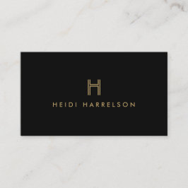 CARTÃO DE VISITA LOGOTIPO MODERNO PRETO E DOURADO MONOGRAMA INICIAL