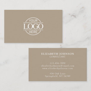 Cartão De Visita Logotipo Moderno Profissional Bege Taupe da Empres
