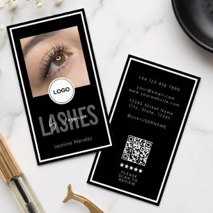 Cartão De Visita Logotipo Moderno QR Revisão Preto Branco Artista d