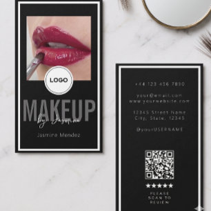 Cartão De Visita Logotipo Moderno QR Revisão Preto Branco Artista d