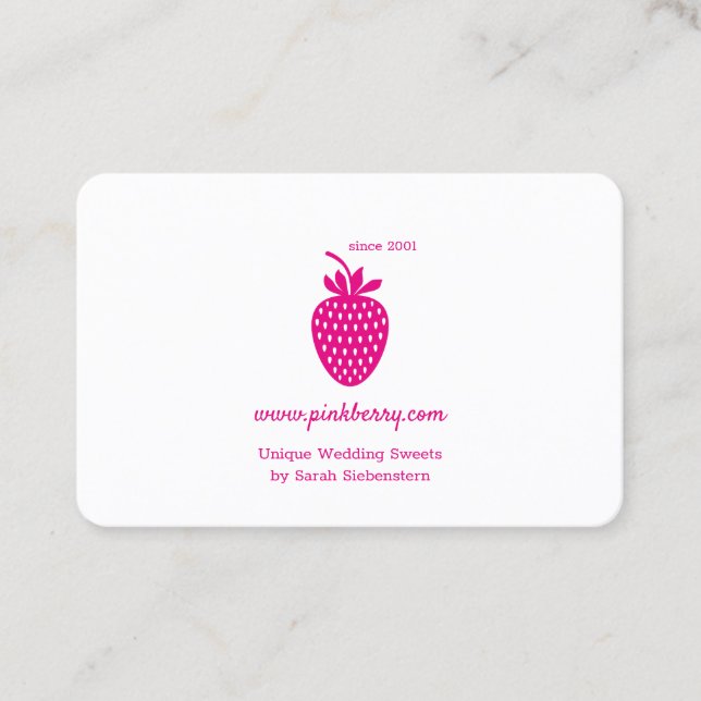 Cartão De Visita Logotipo Moderno Simples PINK STRAWBERRY. (Frente)