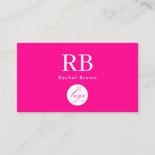 Cartão De Visita Logotipo Monograma cor-de-rosa-quente Minimalista