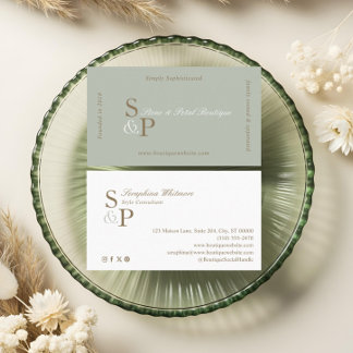 Cartão De Visita Logotipo Monograma de Boutique Elegante Minimalist