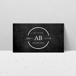 Cartão De Visita LOGOTIPO MONOGRAMA HIP & EDGY com SETA em MADEIRA