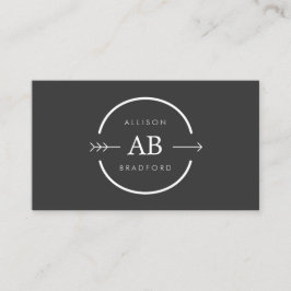 Cartão De Visita LOGOTIPO MONOGRAMA HIP & EDGY com SETA na CINZA ES