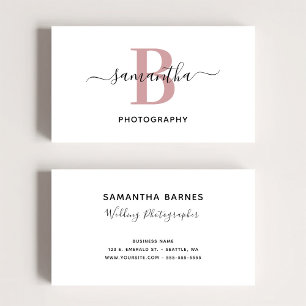 Cartão De Visita Logotipo Monograma Minimalista em Rose Gold