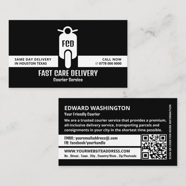 Cartão De Visita Logotipo Mopado de Courier, Serviço de Courier (Frente/Verso)