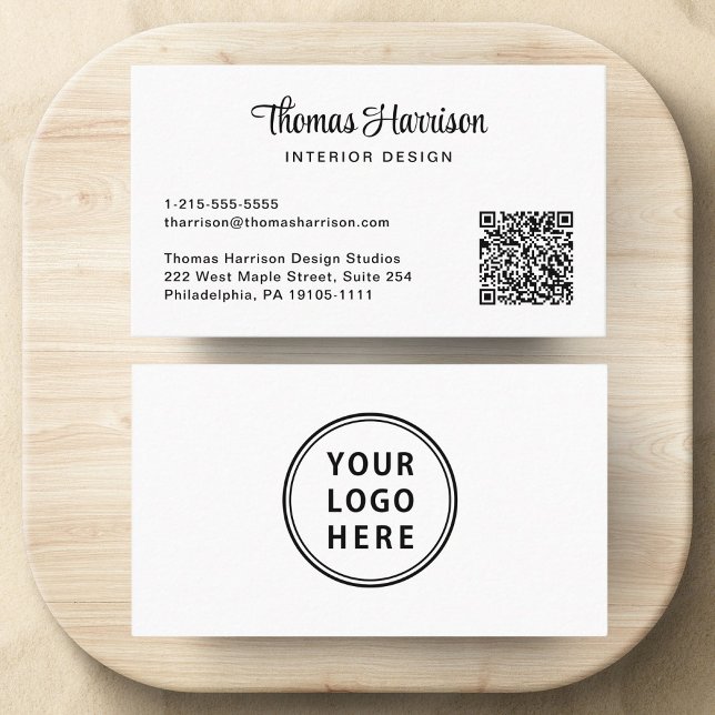 Cartão De Visita Logotipo Na moda Script QR Professional (Capture attention, make connections, and leave a lasting impression with our modern QR business card)