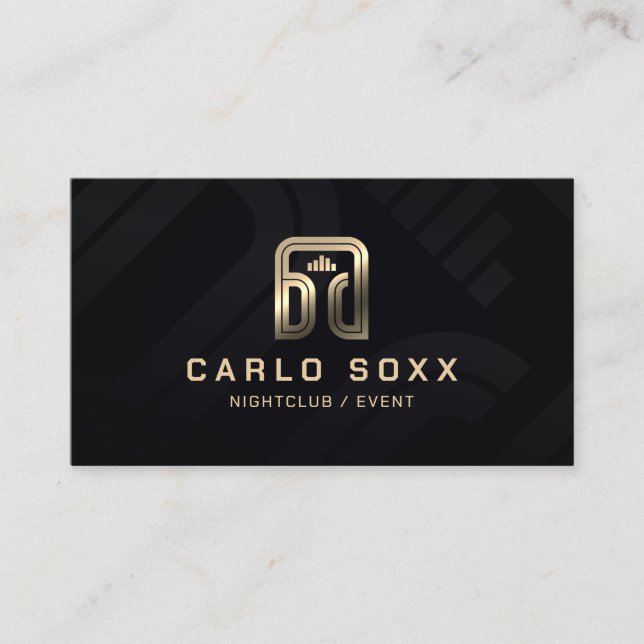 Cartão De Visita Logotipo negro de ouro moderno elegante (Frente)