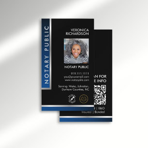 Cartão De Visita Logotipo notório de prata azul elegante Foto QR Có