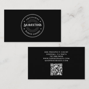 Cartão de Visita Logotipo Padaria Black White Bake