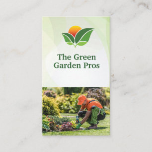 Cartão De Visita Logotipo Paisagem Jardineiro Trabalhando