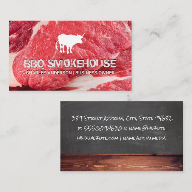 Cartão De Visita Logotipo para bovinos | Steak (Frente/Verso)