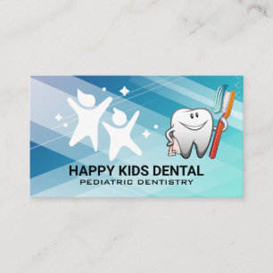 Cartão De Visita Logotipo para crianças   Dente dentária e desenho 
