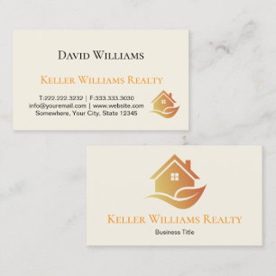 Cartão De Visita logotipo personalizado branco e dourado de imóveis