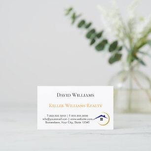 Cartão De Visita Logotipo personalizado branco e dourado de imóveis