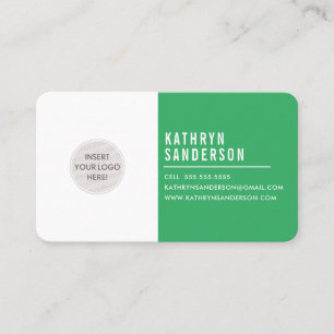 Cartão De Visita LOGOTIPO PERSONALIZADO branco verde mínimo e simpl