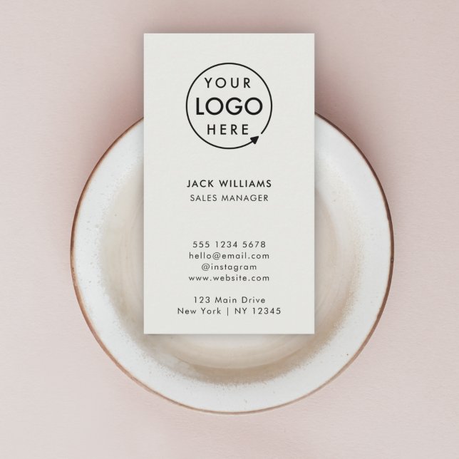 Cartão De Visita Logotipo personalizado | Cinza Vertical Prateada M (Create a sleek professional branded look with this vertical gray business card design.)