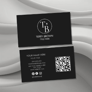 Cartão De Visita Logotipo Personalizado Círculo Profissional Preto 