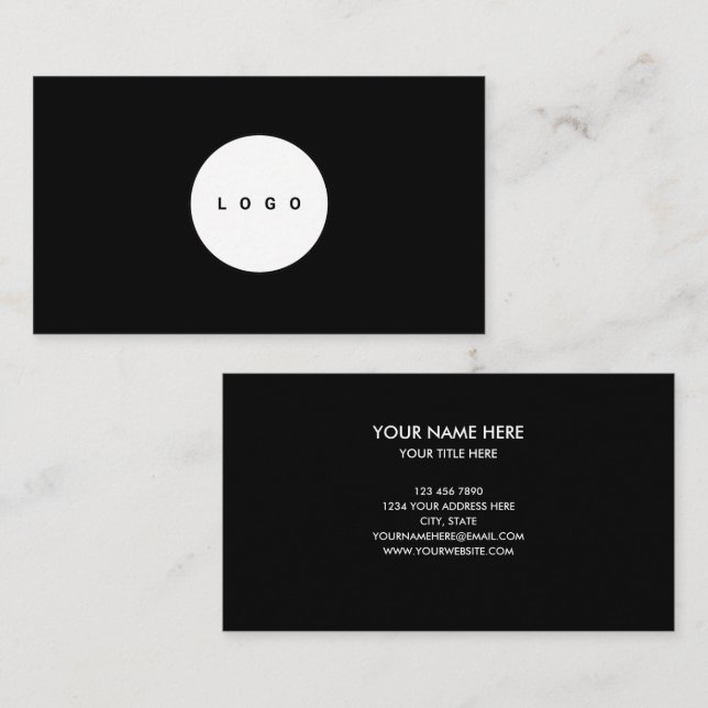 Cartão De Visita logotipo personalizado círculo profissional preto (Frente/Verso)