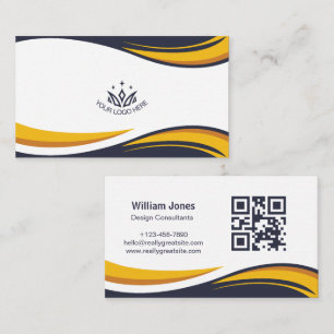 Cartão De Visita Logotipo Personalizado Código QR de Onda Corporati