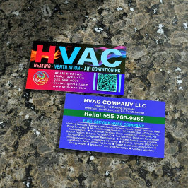 Cartão De Visita Logotipo personalizado da empresa de HVAC Código Q