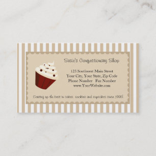 Cartão De Visita Logotipo Personalizado de Cupcake, Listras de Moch