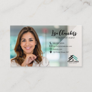 Cartão De Visita Logotipo Personalizado de Foto Agente Imobiliário