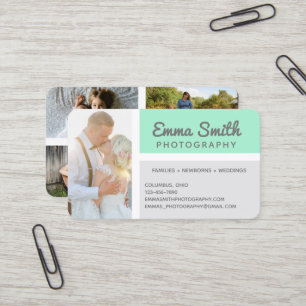 Cartão De Visita Logotipo Personalizado de Fotos da Mint & Gray Pho