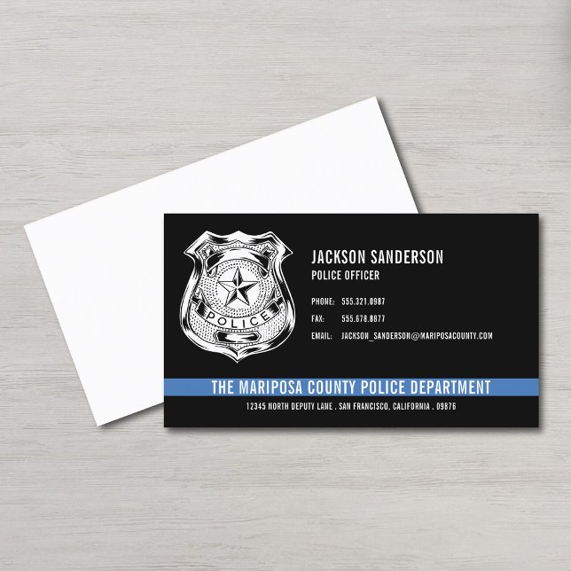 Cartão De Visita Logotipo Personalizado de Polícia do Policial (Police Officer Law Enforcement Custom Logo Business Card)