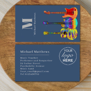 Cartão De Visita Logotipo Personalizado de Professor de Música de V