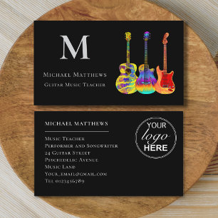 Cartão De Visita Logotipo Personalizado de Professor de Música de V