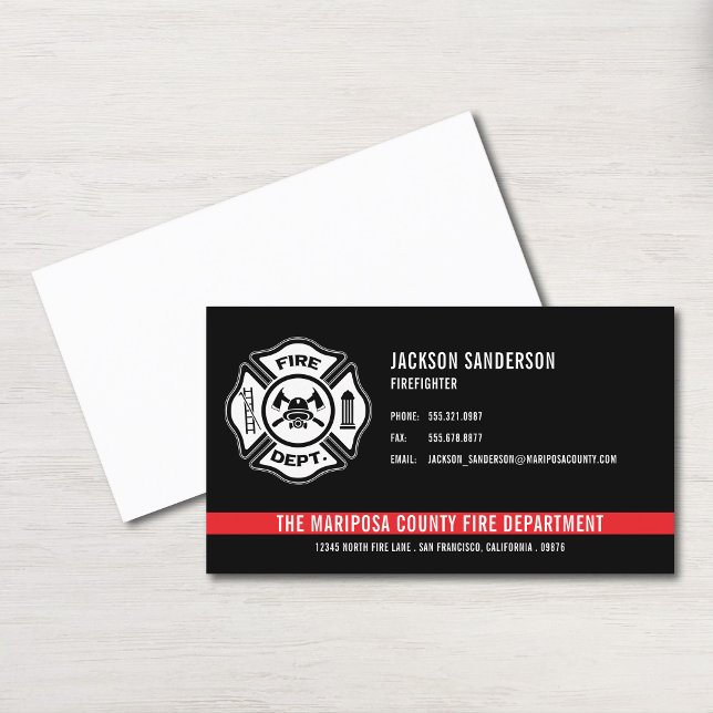 Cartão De Visita Logotipo Personalizado do Bombeiro (Firefighter Fire Department Custom Logo Business Card)