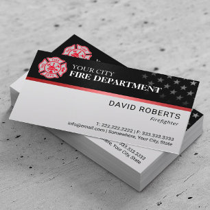 Cartão De Visita Logotipo Personalizado do Bombeiro do Bombeiro