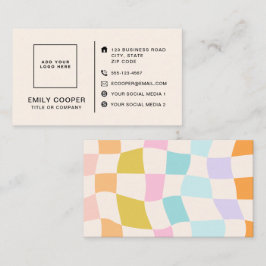 Cartão De Visita Logotipo Personalizado do Checker Moderno Retro