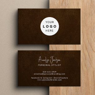 Cartão De Visita Logotipo personalizado elegante luxuoso couro marr