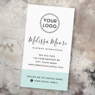 Cartão De Visita Logotipo personalizado feminino azul claro aqua