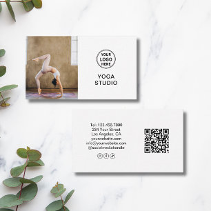 Cartão De Visita Logotipo Personalizado Foto QR Instrutor de Yoga P