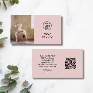 Cartão De Visita Logotipo Personalizado Foto QR Instrutor de Yoga P