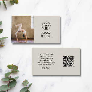 Cartão De Visita Logotipo Personalizado Foto QR Instrutor de Yoga P